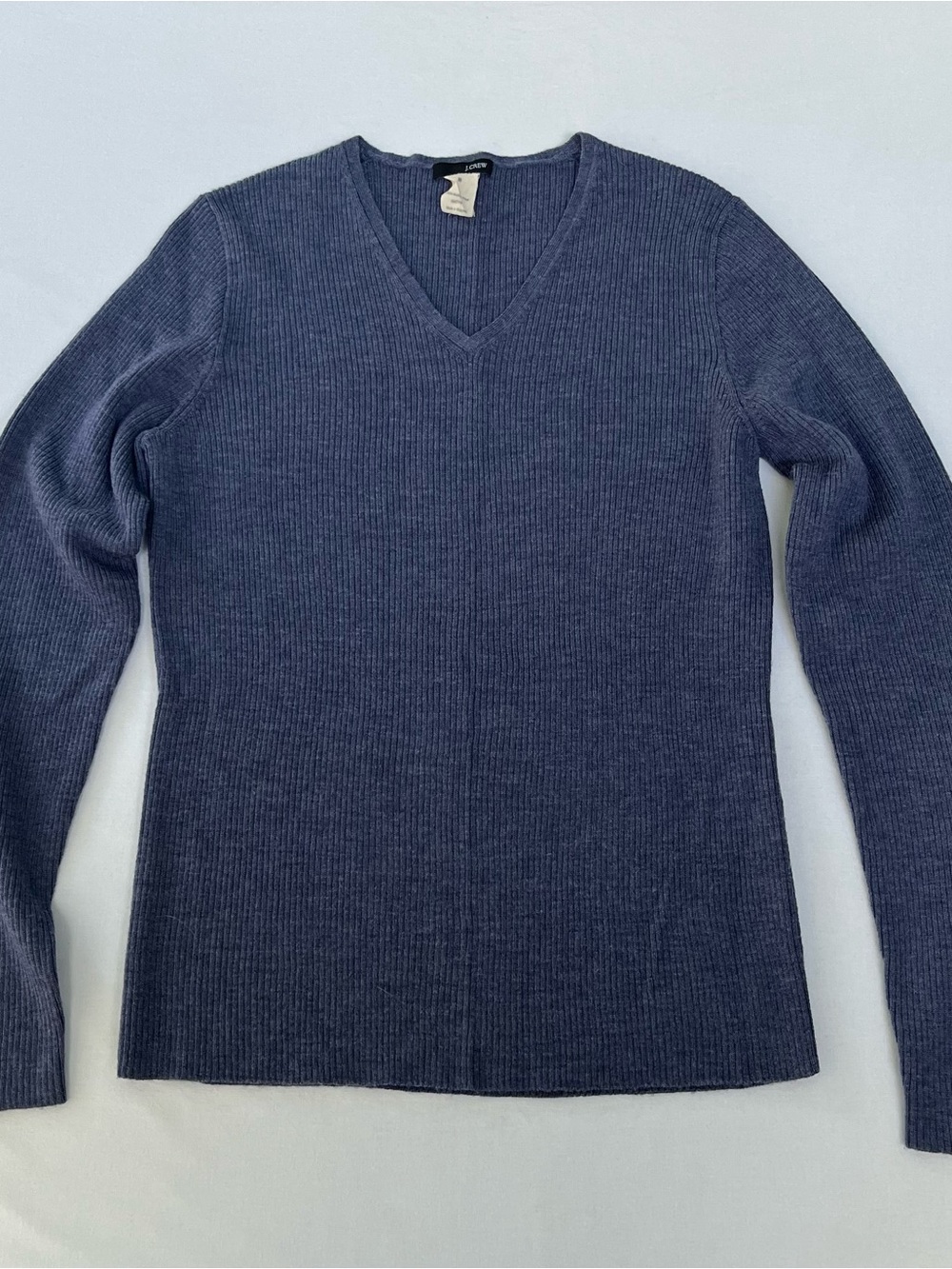 J.Crew Woman’s Blue Merino Wool V-neck Long Sleeve Classic Sweater Top Size M